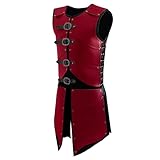 Uyecos Deluxe Medieval Chest Armor Viking Warrior Adjustable Leather Armour Breastplate Costume for LARP Party Halloween Cosplay (Men Armor Red)