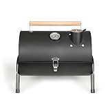 DOC 269 Livoo, Barbecue Fumoir au Charbon, Portatif avec une Poignée de Transport et Loquet de Fermeture, en Acier peint, Surface de Cuisson : 33,5 x 22,5 cm en Acier chromé DOC269