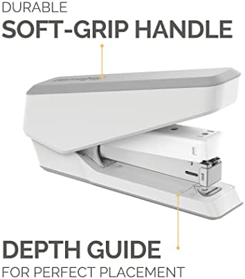 Fellowes LX850 Easy-Press Full Strip Stapler with Antibacterial Microban Technology  25 Sheet Capacity  Uses 24/6mm and 26/6mm Staples  White