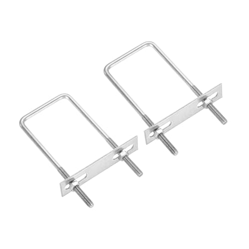 Image of PATIKIL M6x50x120mm Square U-Bolts Kit, 2Set 304 Stainless Steel Square U Shaped Bolts Replacement Parts with Frame Plates and Nuts for Ski Board Sailboat Trailer