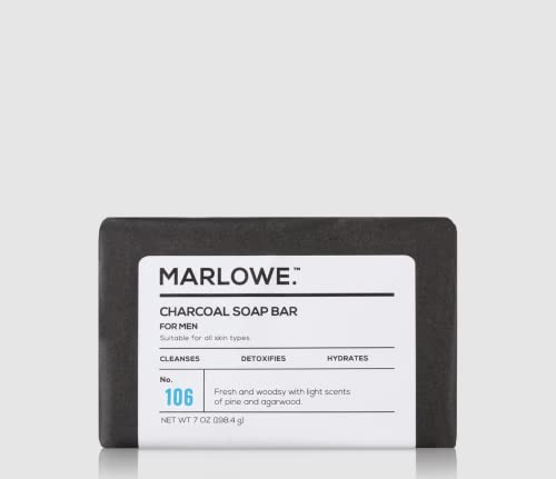 Marlowe. Charcoal Face & Body Soap Bar No. 106 (7Oz) | Best Cleansing & Detoxifying Bar For Men | Includes Natural Extracts, Shea Butter & Willow Bark | Amazing Scent #TOP1