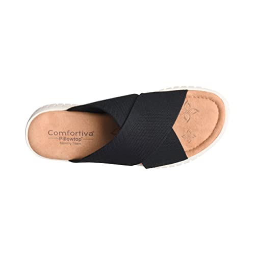 Comfortiva Women's Chelsea Flexible Slip-Resistant Sporty Casual Criss-Cross Slides Sandal, Black, 7 #TOP5