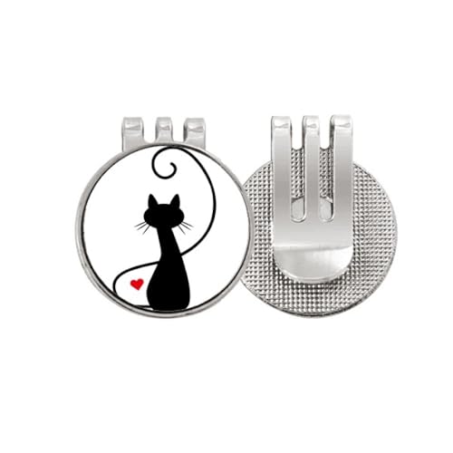 Marqueur de golf en émail de qualité supérieure motif chat et cœur