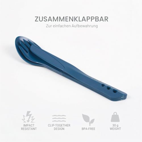 Lifeventure Ellipse wiederverwendbar 4-Teiliges Geschirr Set: Messer/Gabel/Löffel, Teller, Schüssel, Becher für Camping, Reisen & Outdoor – Ansicht 3