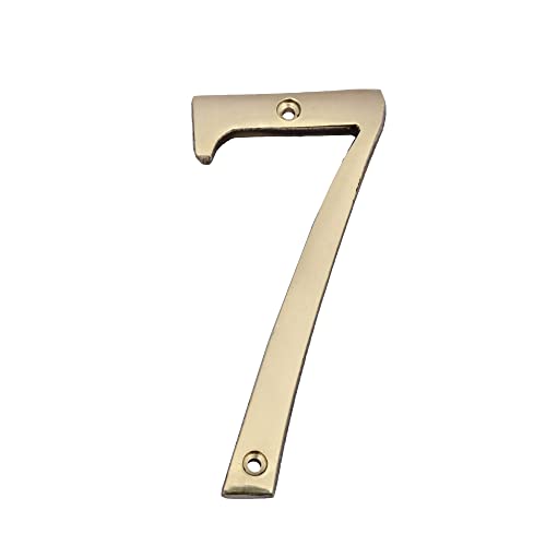 Image of 4 inch Brass House Hotel Door Number Plaque Sticky Numeric Numerical Digit 0-9 [9 (Nine)] (SEVEN)