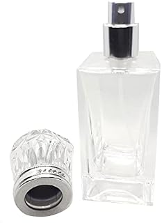 Zénitude Glassworks 50ml Empty Glass Perfume Spray Bottle Atomiser Refillable Crystal Cap (Silver)