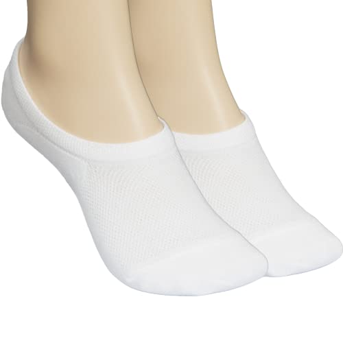 ELYFER No Show Calcetines tobilleros para mujer, corte bajo, sin deslizamiento, calcetines deportivos delgados invisibles - blanco - M