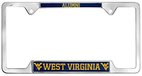 AMG Auto Emblems Officially Licensed Premium Shiny Chrome Metal License Plate Frame - Second Generation - Alumni Version (West Virginia)