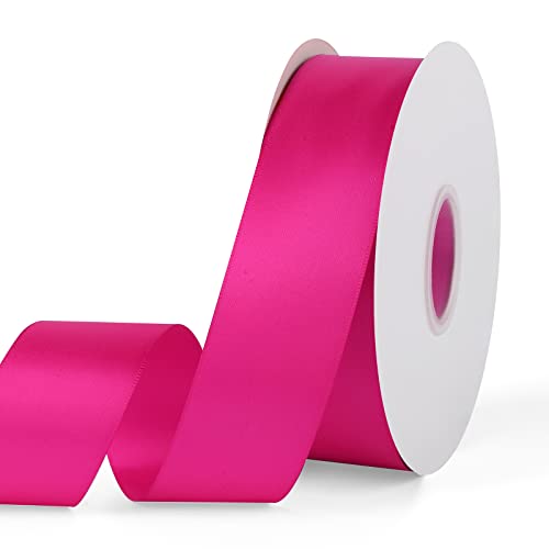 YBLANDEG Satin Ribbon Solid Color Rose Red 1-1/2 inches X 50 Yards,Double Faced Polyester Fabric Ribbon for Gifts Wrapping, Wedding, Party, Hair, Crafts, Bows, DIY Decor Ornaments