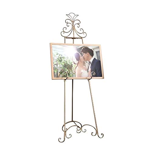 Preisvergleich Produktbild Nai-tripod Zhou Weinlese Geschnitzte Bilderrahmen Bracket, Balkon Garten Gemälde Dekorative Malerei Ausstellungsstand, Café Schmiedeeisen Menü Ständer yan (Color : Gold)