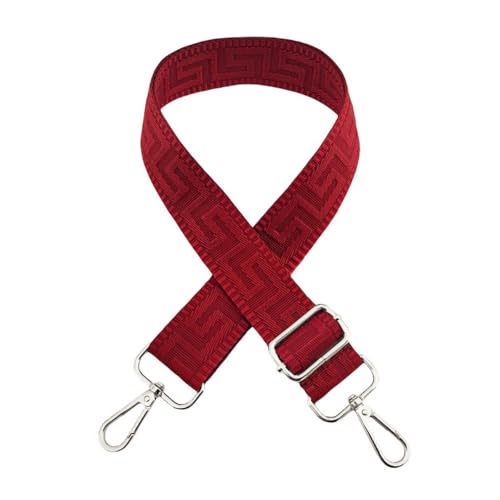 Blausky Colorful Labyrinth Adjustable Bag Strap, 3.8 cm x 75-130 cm, Polyester, Wine Red and Silver, Compatible with Passenger Car
