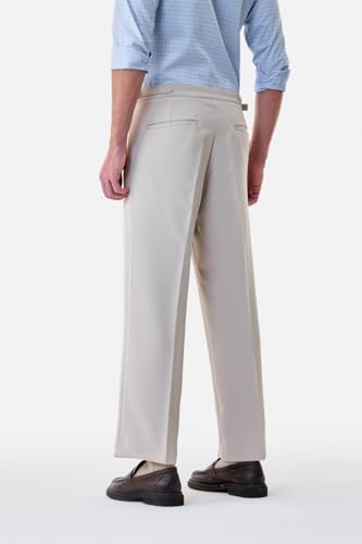 Image of SNITCH Men Casual Trousers | Relaxed Fit with Turned-Up Cuffs & Solid Pattern | Cotton Blend Fabric with Medium Stretch for Summer & Everyday Wear