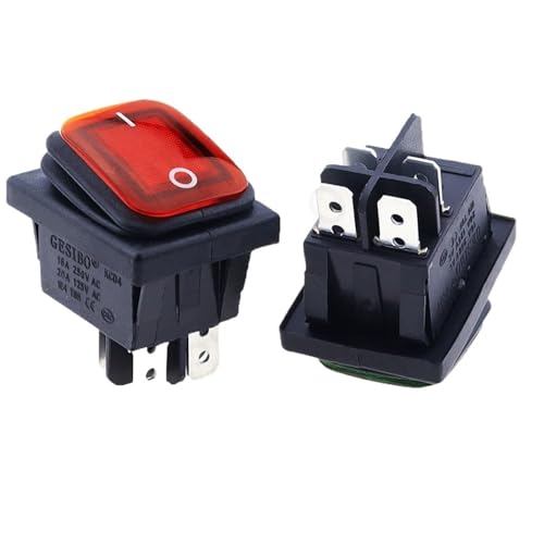 Interrupteur à bascule étanche KCD4 DPST 220V vert pour tableau électrique - 2