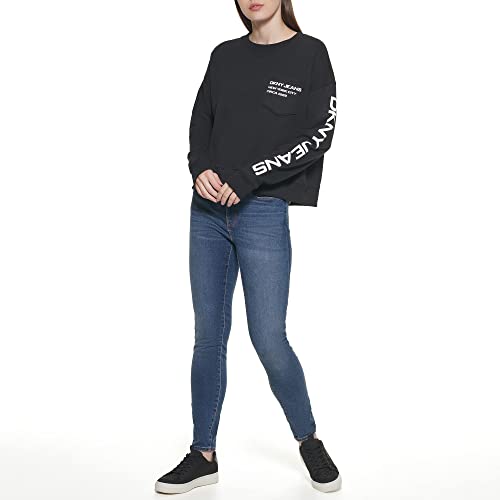 Image of DKNY Women's Jeans Women's Casual Pullover Sweatshirt, Ave Grey, XL