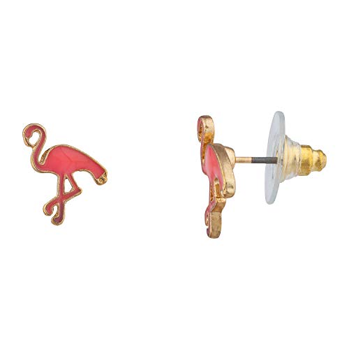 Lux Accessories Gold Tone Tropical Tree Pink Flamingo Yellow Pineapple Earrings2