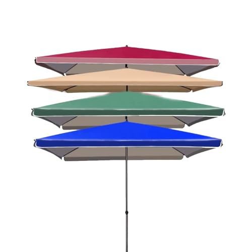 MACAGGTNTU Parasol De Terrasse Rectangulaire 180x220cm 220x280cm 250x320cm Hauteur Réglable Parasol De Marché, Grand Parasol De Jardin(Khaki,1.8x2.2m/6x7ft)
