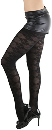Image of ToBeInStyle Women's Argyle Checkered Diamond Rhombus Net Opaque Sheer Tights Pantyhose