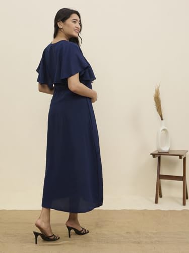 Image of MomToBe Women's Cotton Maternity Dress | Nursing Feeding Dress with Concealed 14-Inch Side Zippers | Office Wear for Pregnancy & Postpartum