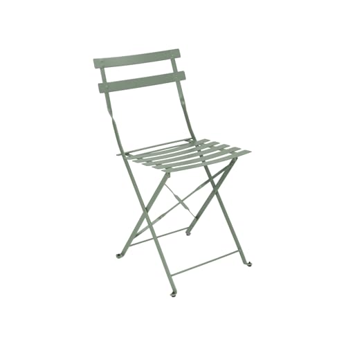 Silla exterior plegable de acero resistente para jardín, terraza, patio o balcón – Diseño bistrot estilo moderno – Acabado anticorrosivo – Negra, blanca o verde oliva – Modelo Aime (Verde Oliva)