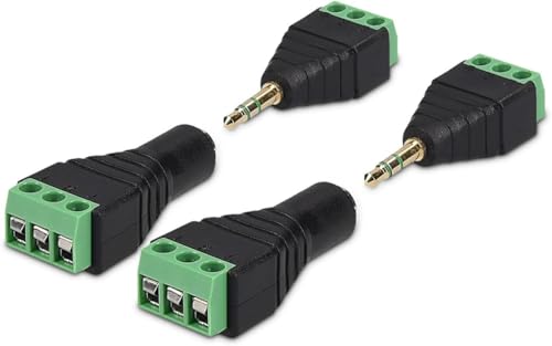 kwmobile 2x 3,5 mm Klinkenstecker Adapter - Klinke auf 3-Pin Audio Kabel Terminal Block Set - Terminalblock 3.5 mm Klinke 3-polig - Schraubbefestigung