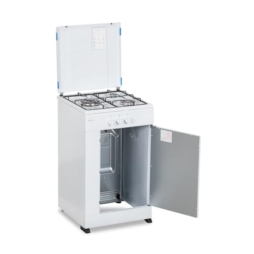 Aspes Butangasherd, 3 Kochzonen, weiß, AKG3500PB. Manuelle Steuerung, WOK-Brenner mit dreifacher Flamme, Fach für Gasflasche, Klappdeckel