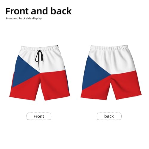 Flag of The Czech Republic Small Youth Beach Pants, Soft and Breathable, with Drawstring Waist, Suitable for Sports and Leisure. Black2