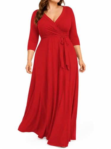Image of PinkPatty Plus Size Maxi Dress for Women 3 /4 Sleeve Casual Long Dress