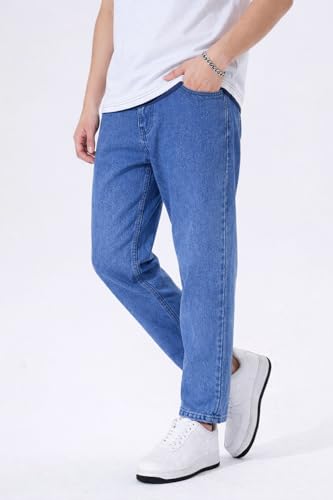 Image of Men's Slim Relaxed Fit Mid Rise Tapered Fit Non-Stretch Denim Jeans | Cotton Blend Casual 5 Pocket Denim Jeans for Men