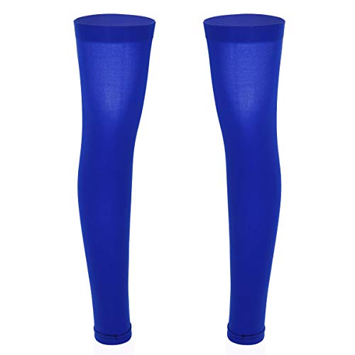 Alvivi - Alvivi Man's Thigh High Compression Leg Sleeve Footless Pantyhose Over Knee High Stockings Royal Blue One Size