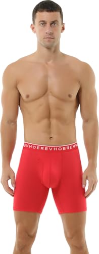 Hoerev Pack of 4,Men's Trunk Long Leg Underwear Comfortable and Breathable Boxers2