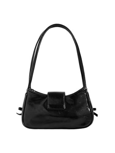 MakeMeChic Women's Bow Shoulder Handbag PU Leather Top Handle Y2K Underarm Bags2