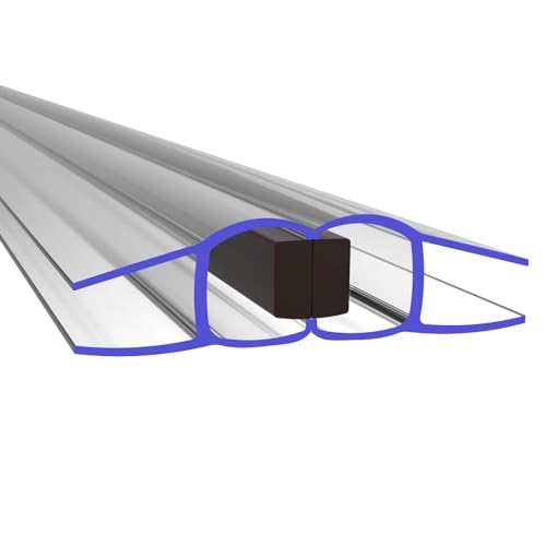 PRIOstahl Junta para puerta de ducha con perfil de sellado magnético – 1 par de juntas magnéticas de 180° para grosor del cristal: 8 mm de longitud: 2 metros de deflector de agua para puerta de ducha,
