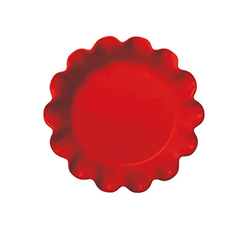 Image of Emile Henry Made In France Burgundy Ruffled Pie Dish 10.5 inch X2.5 inch