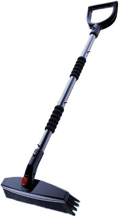 Car-Mounted Snow Shovel Three-in-One Stainless Steel, Extendable and Detachable, Winter and Ice Removal Tool for Cars(Black9352B)
