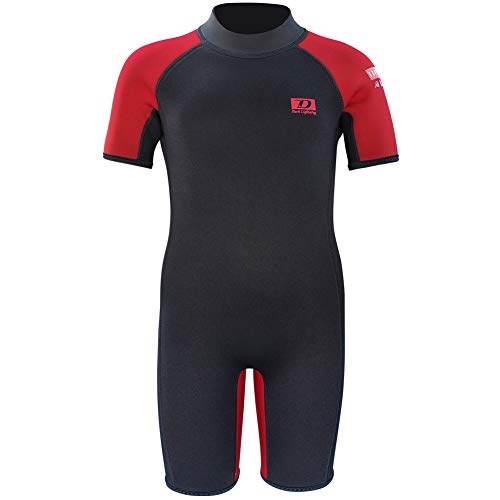 Dark Lightning Kids Wetsuit for Boys and Girls, 3mm Shorty Neoprene Thermal Swimsuit