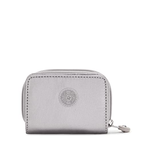Kipling Womens Women's Tops Wallet, Compact, Practical, Nylon Travel Card Holder Wallets, Smooth Silver Metallic, 3 L X 4.125 H 1 D Us #TOP6
