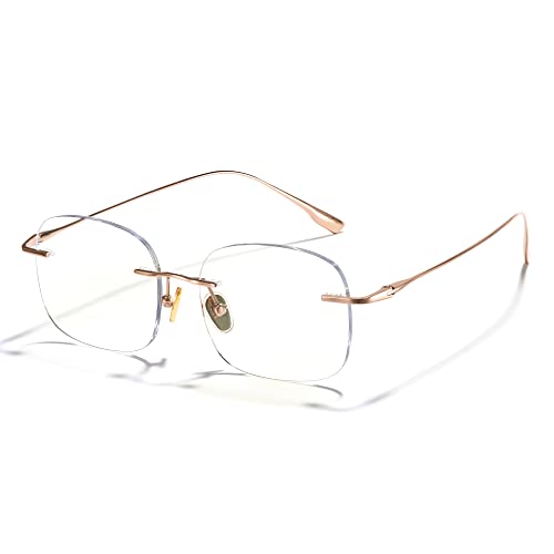 Image of Cyxus Rimless Pure Titanium Blue Light Blocking Glasses, Ultra Lightweight Frameless Computer Eyewear, Anti Screen Glare