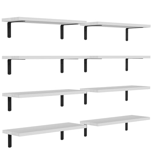 DOLLFIO Floating Shelves, 8 Sets Wall Shelves, Wooden Floating Shelves