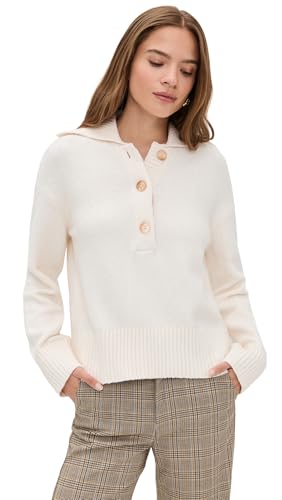Free People Women's Trading Up Polo, Ivory, Off White, XS
