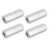 HiPicco Hex Coupling Nuts, M10 x 1.5-Pitch UNC 40mm/1.57" Length, 4 Pack 304 Stainless Steel Rod Coupling Nut for Threaded Rods & Studs - Image 1