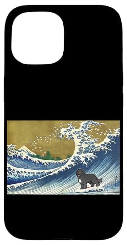 Funny Retro Vintage Surfing A Wave Newfoundland Dog Lover �X�}�z�P�[�X iPhone 15 �p
