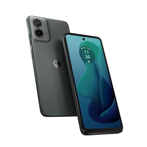 Moto G 5G in Sage Green, showing the vegan leather back and camera bump