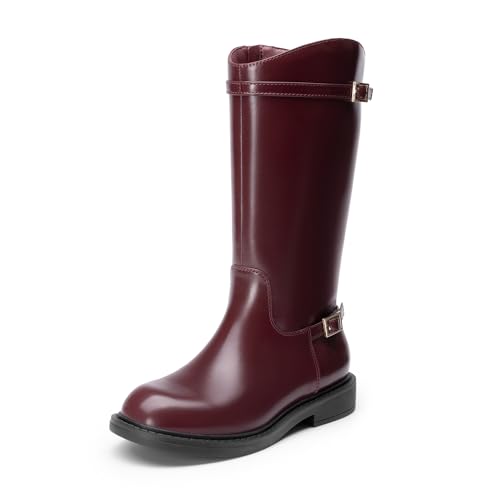 DREAM PAIRS Girls Knee High Boots Side Zipper Riding Shoes for Little Kid/Big Kid