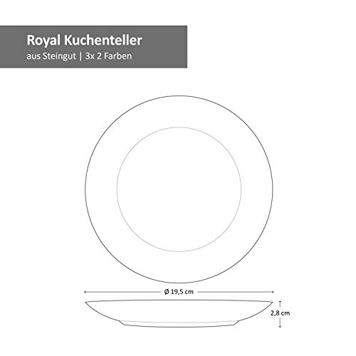 Foto von Van Well Royal 24-tlg. Kombi-Service für 6 Personen I robustes Steingut-Geschirr mit Pinselstrich-Muster - moderner Landhaus-Stil I geeignet für Mikrowelle & Spülmaschine I Geschirr-Set 24 Teile
