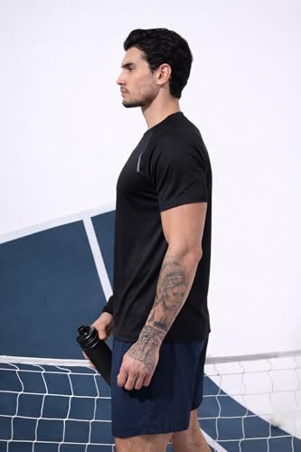 Image of Kvetoo Mens Dry Fit Gym T Shirt Quick Dry Sweat Proof Breathable Workout Tee Muscle Fit Athletic Sports T Shirt for Gym Running Training