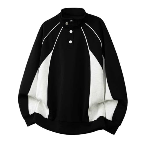 Polo décontracté pour homme pull haut ample à couleur contrastée