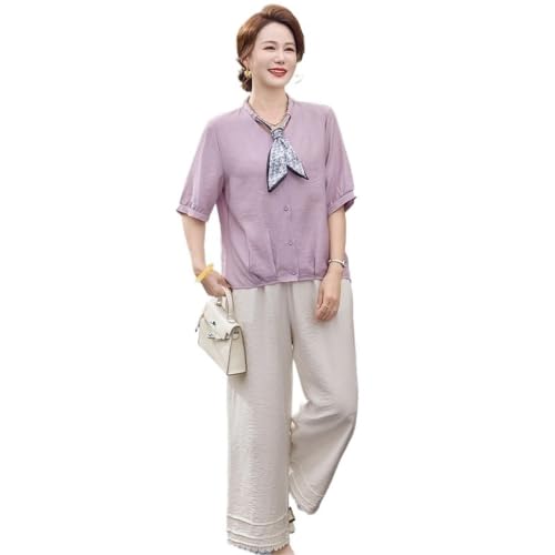 Conjunto cárdigan de verano con estampado floral en talla grande morada