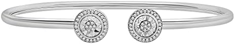 Timeless Love 1/8 CT Diamond 6.5" Flexible Bangle Set in Polished Sterling Silver, Dainty Jewelry for Women, Women’s Fashion Bracelets, Diamond Luxury Bangle for Women