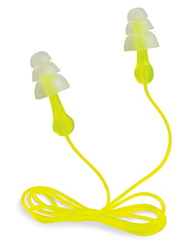 Image of Peltor Sport Tri-Flange Corded Reusable Earplugs, 3 Pair, Noise Reduction Rating (NRR) 26 dB,Comfortable Fit, Ideal for Range,Shooting & Hunting, Washable &Corded, Neon Yellow (97317-10C) (Pack of 2)