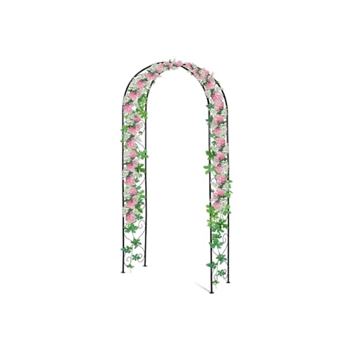 Defacto Rosenbogen aus Metall in Schwarz 230 x 40 x 118 cm (HxTxB), Torbogen, Rankbogen Rosen, Wetterfeste Rankhilfe mit Verzierung, rosenspalier, Rostfrei, für Garten DF-002